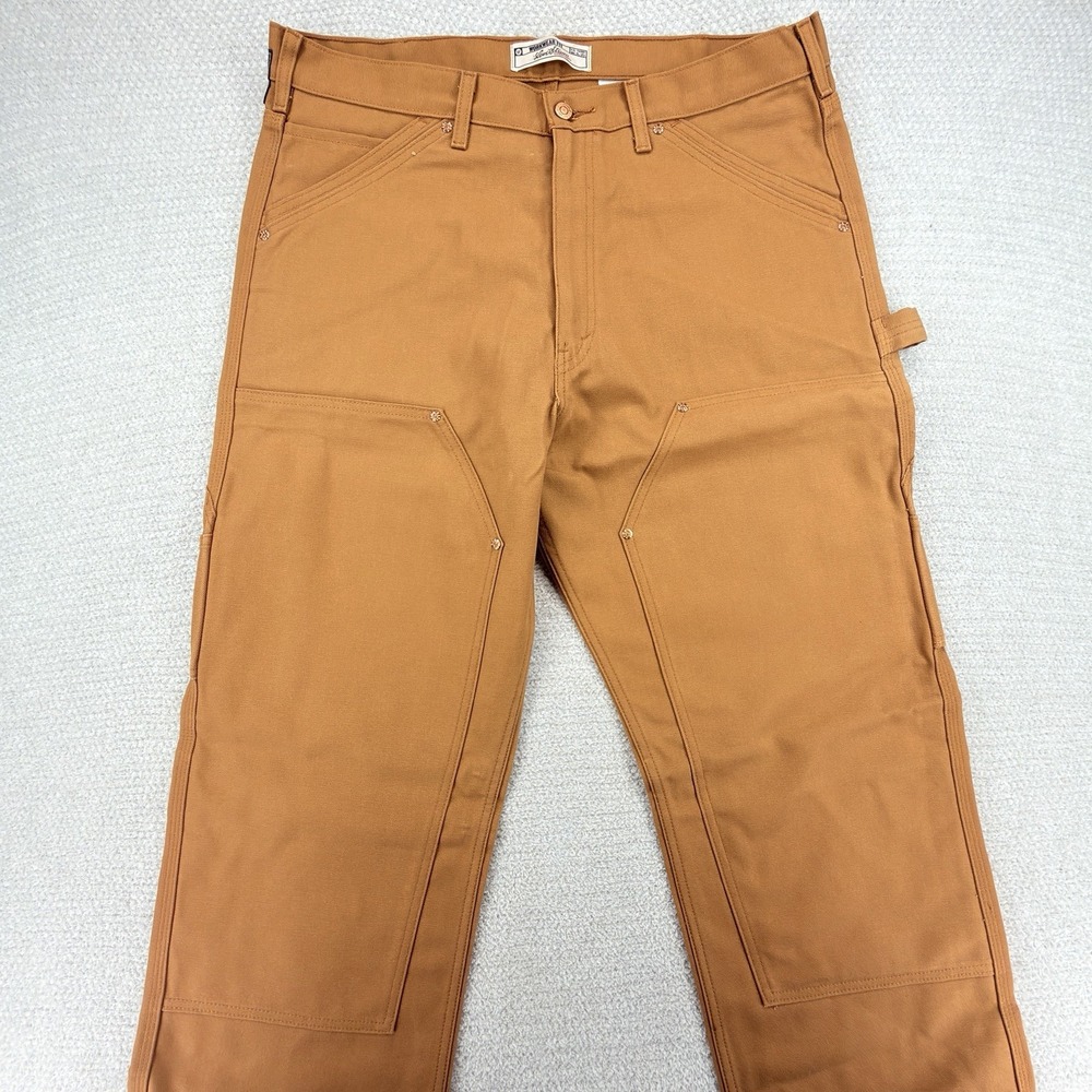 Levi Strauss Signature Carpenter Pants Mens 38x32 Brown Duck Canvas Double Knee